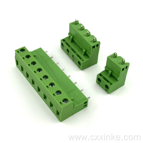 7.62MM pitch plug-in PCB terminal block male and female connector opening right angle